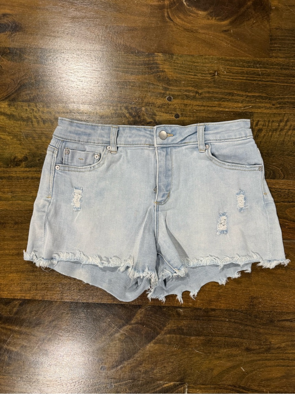 Tractr Light Blue Distressed Denim Cutoff Shorts- Tween size 16
